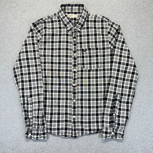 Hollister Button-Down Shirt Men’s Large Black Gray Plaid Long Sleeve Pocket